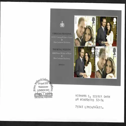 GB 2011: Rhe Royal Wedding: HRH Prince William & Catherine Middleton, Block
