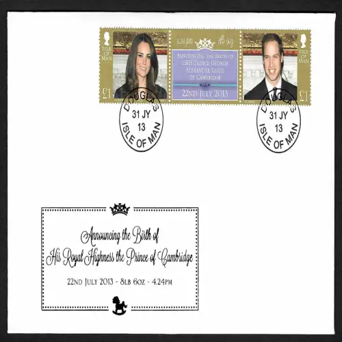 Isle of Man 2013: Royal Baby Prince George Alexander Louis of Campbridge FDC