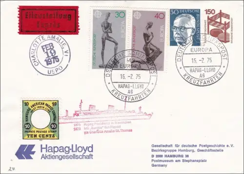 Ganzsache:  Brief Deutsche Schiffspost 1975 Hapag-Lloyd