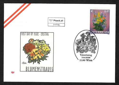 Österreich 2002: Blumenstrauß, Valentinstag, FDC, #2370