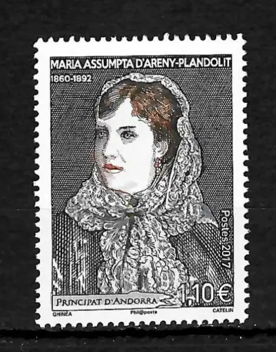 Andorra Französich 2017: Maria Assumpta D' Areny-Plandolit, postfrisch