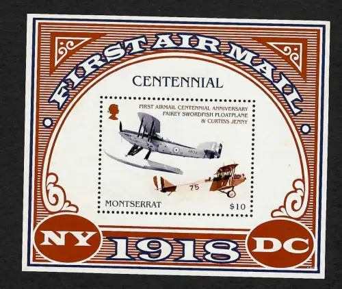Montserrat 2018: First Air Mail - Centennial Anniversary, mnh