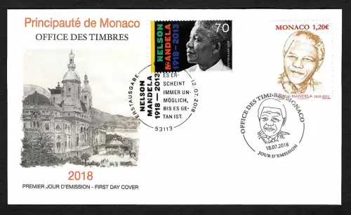 Monaco/Bund 2018: Principauté de Monaco, Nelson Mandela, FDC