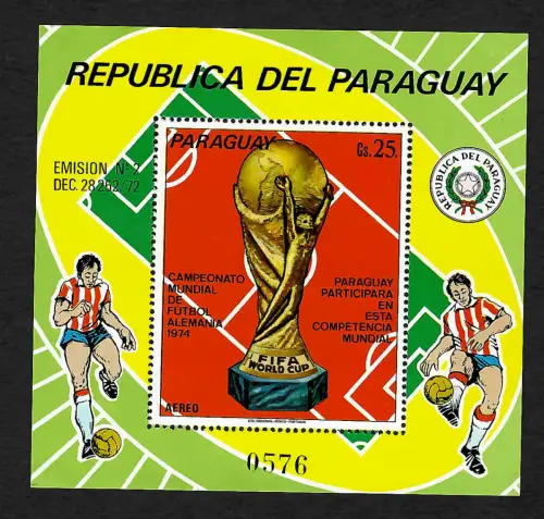 Paraguay: Fußball WM 1974, FIFA World Cup, postfrisch, Block #206
