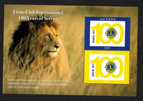 Guyana 2017: Lions Club International, 100 years of Service, Block Löwe, **