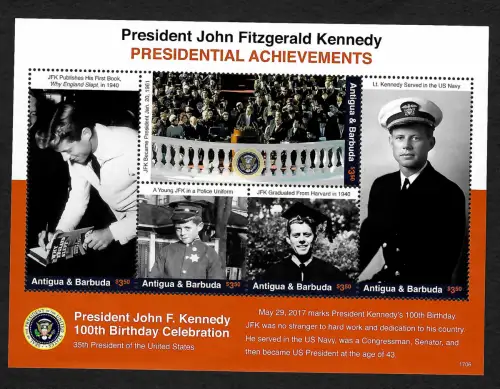 Antigua&Barbuda 2017: President John Fitzgerald Kennedy, 100th Birthday, **