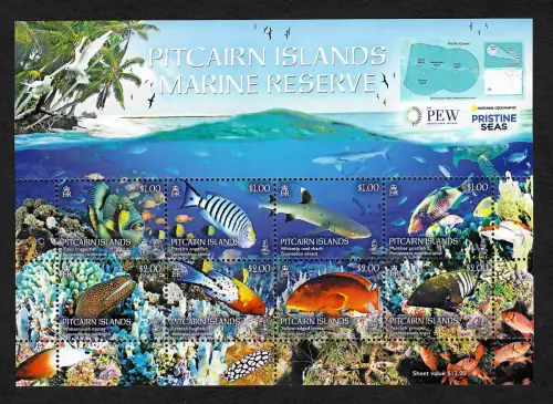 Pitcairn Islands 2017: Marine Reserve - Korallen, Fische, Block postfrisch