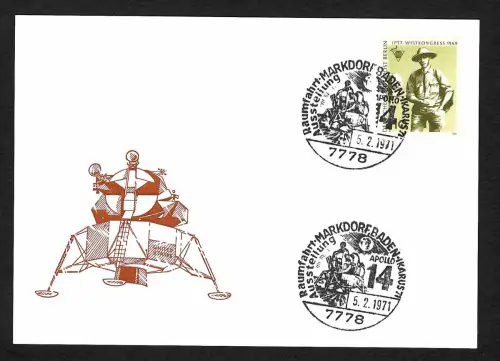 Bund: Apollo 14, Raumfahrt Ausstellung Markdorf, 1971, Beleg
