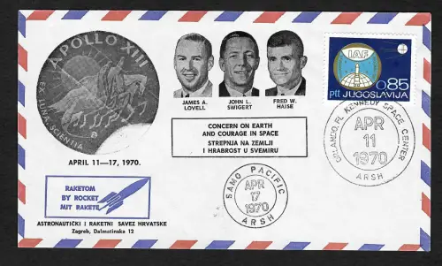 Jugoslawien 1970: Apollo 13, Raketen-Post-Beleg 