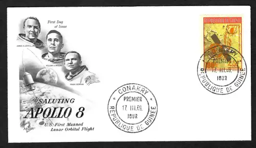 Guinea 1969: Apollo 8, First manned lunar Orbital flight, FDC