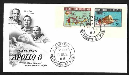 Guinea 1969: Apollo 8, First manned lunar Orbital flight, FDC, Conacry