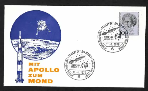 Bund 1970: Mit Apollo zum Mond, Apollo 13, Frankfrut, Astrophilatelie