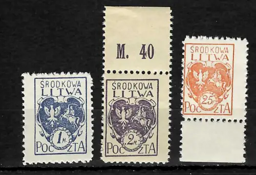 Litauen MiNr. 1A-3A, gezähnt, Wappen, postfrisch