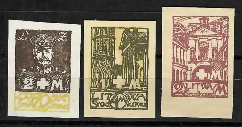 Litauen MiNr. 31B-33B, Weisses Kreuz, ungezähnt, postfrisch