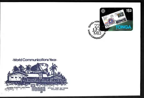 Tonga: World communications year, FDC #858, 1983 Mondlandung