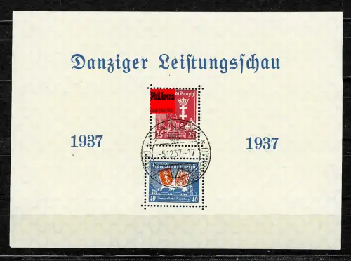 Danzig: Block 3 I, gestempelt, BPP tiefst geprüft, Pracht