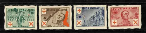 Belgien - Wallonische Legion, MiNr. I-IV, postfrische Spendenmarken, Befund