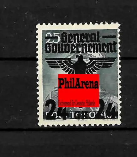 Generalgouvernement (GG) 14-39  Plattenfehler MiNr. 14I BPP geprüft