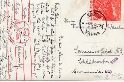 Bulgarien 1940: Ansichtskarte von Varna nach Sommerfeld - Zensur