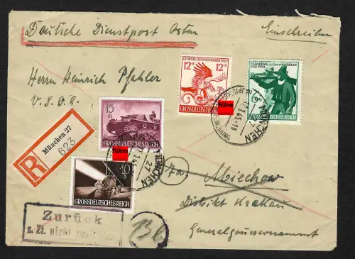 Generalgouvernement GG: Späte Post: 31.1.45 nach Miechow, es gab kein GG mehr