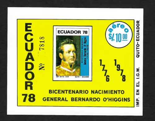 Ecuador 1978: 200. Geburtstag von General Bernardo O' Higgins **