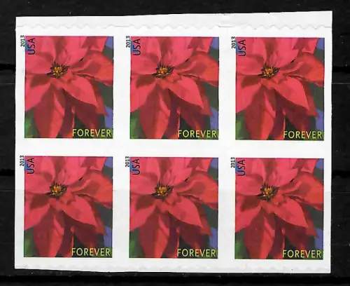 USA 2013: Weihnachtsstern, 6x Briefmarke, postfrisch