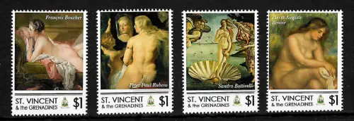 St. Vincent: Erotische Gemälde, Renoir, Rubens, Boucher, Botticelli, postfrisch