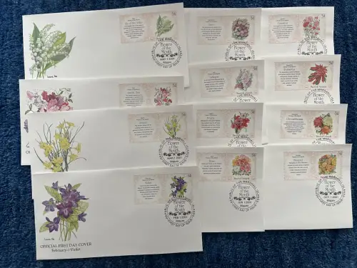 Marshall Inseln: Blumen für alle 12 Monate, 12 FDC