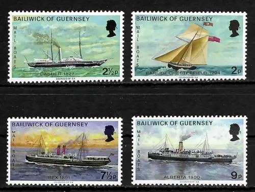 Guernsey: Postschiffe, 4 Briefmarken, #62-65, postfrisch