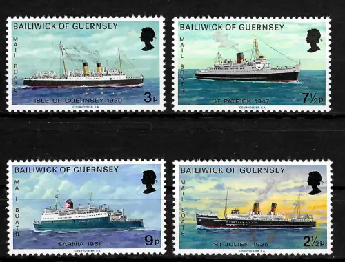 Guernsey: Postschiffe, 4 Briefmarken, #75-78, postfrisch