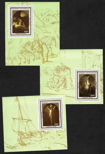 Zentralafrika: Oster: Gemälde von Rembrandt, #935-937, postfrisch