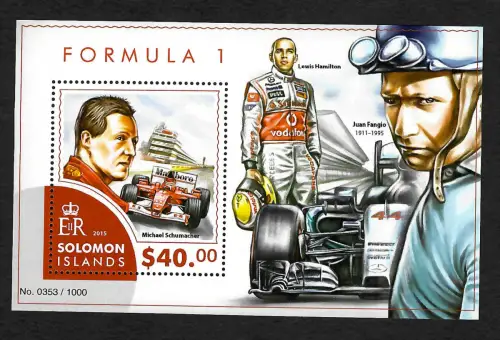 Solomon Inseln 2015: Michael Schumacher, Juan Fangio, Lewis Hamilton, **