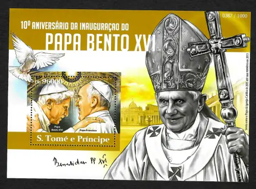 S. Tomé e Principe, Papa Beneto XVI, Papa Frenciscoa 2015, postfrisch