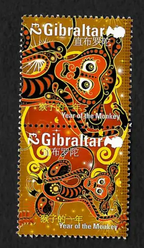 Gibraltar: Year of the monkey, Jahr des Affen, postfrisch