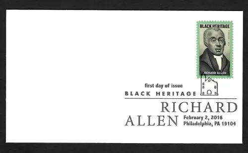 USA 2016: Black Heritage, Richard Allen, FDC 