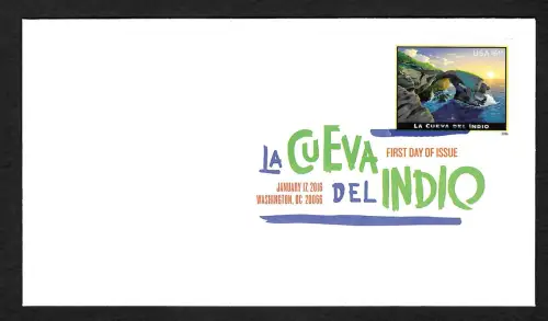 USA 2016: La Cueva del Indio, FDC, colored cancel