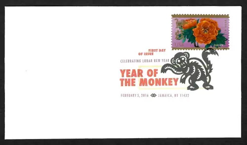 USA 2016: Jahr des Affen, Blumen, FDC, colored cancel