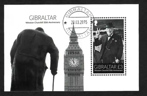 Gibraltar 2015: Winston Churchill, 50th Anniversary, Block gestempelt
