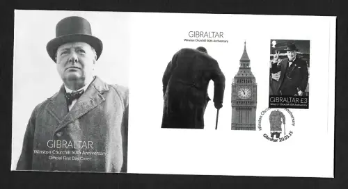Gibraltar 2015: Winston Churchill, 50th Anniversary, Block FDC
