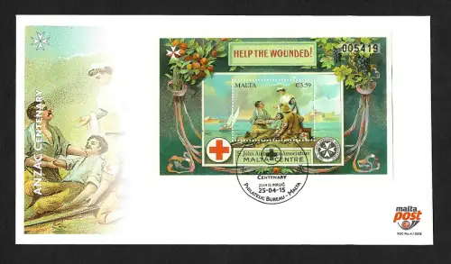 Malta: 100 Jahre ANZAC Tag, Help the Wounded, FDC