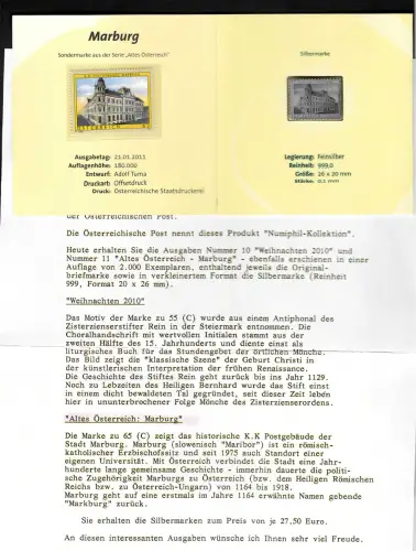 Österreich 2011: Silbermarke #11, Altes Österreich: Marburg, Feinsilber 999