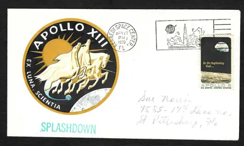 USA 1970: Apollo 13, Splashdown - Wasserung, Erinnerungsbeleg