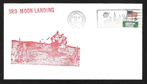 USA 1971: Apollo 14, Moon landing, Mondlandung, Erinnerungsbeleg
