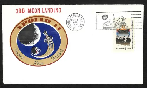 USA 1971: Apollo 14, 3rd Moon landing, Mondlandung, Erinnerungsbeleg
