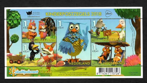 Niederlande 2018: 50 Jaar Fabeltjeskrant, Kinderpostzegels, Block postfrisch