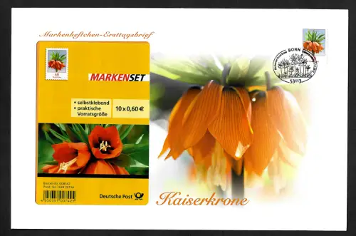 Bund 2013: Markenheftchen Ersttagsbrief - FDC - Kaiserkrone - Blume