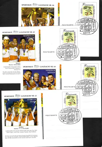 Bund 2002: 4x Ganzsache Sporthilfe Nr. 63,64,65,66, 50 Jahre Olympische Spiele