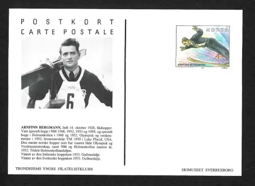 Norwegen 1992: Postkort Arnfinn Bergmann, Skispringen