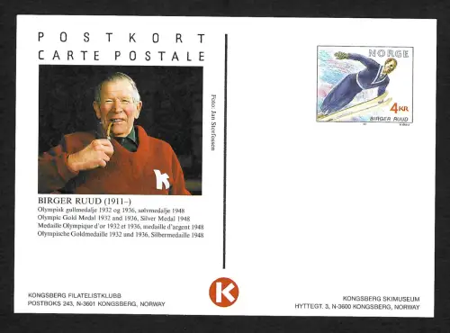 Norwegen 1992: Postkort Birger Ruud, Skispringen
