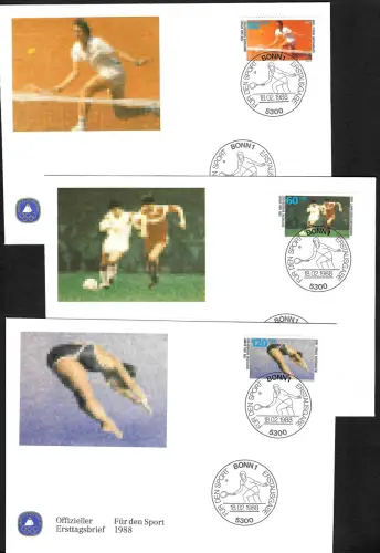 Bund 1988: 2x FDC Für den Sport